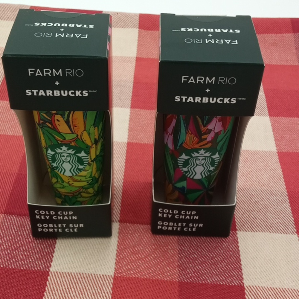 2 Starbucks Farm Rio Cold Cup Keychain New In Box - Picture 2 of 7